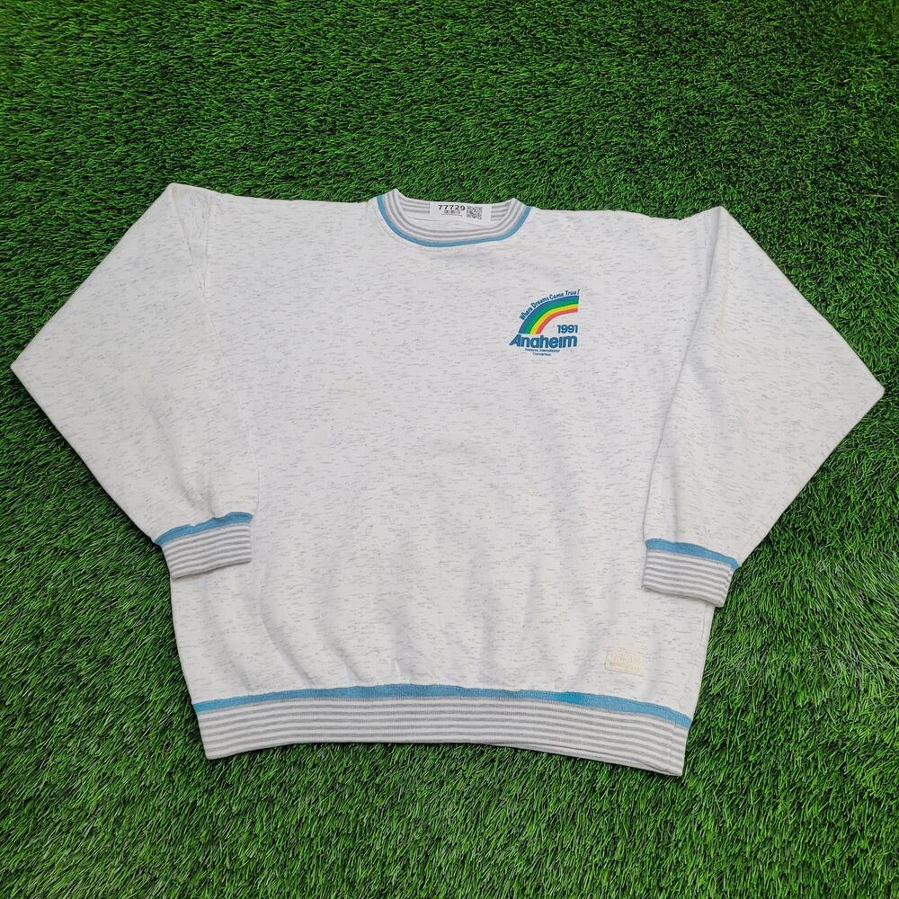 Vintage 1991 Anaheim Sweatshirt Women L/XL 24x23 Ringer Baggy